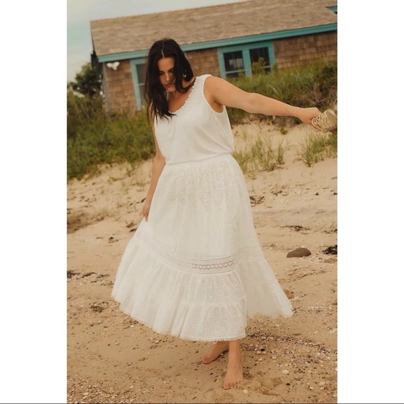 NWT ANTHROPOLOGIE WHITE DIANA EYELET MAXI SKIRT 1X - Picture 6 of 9